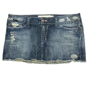 Joes jeans denim jean micro mini skirt vintage Y2K embroidered floral distressed